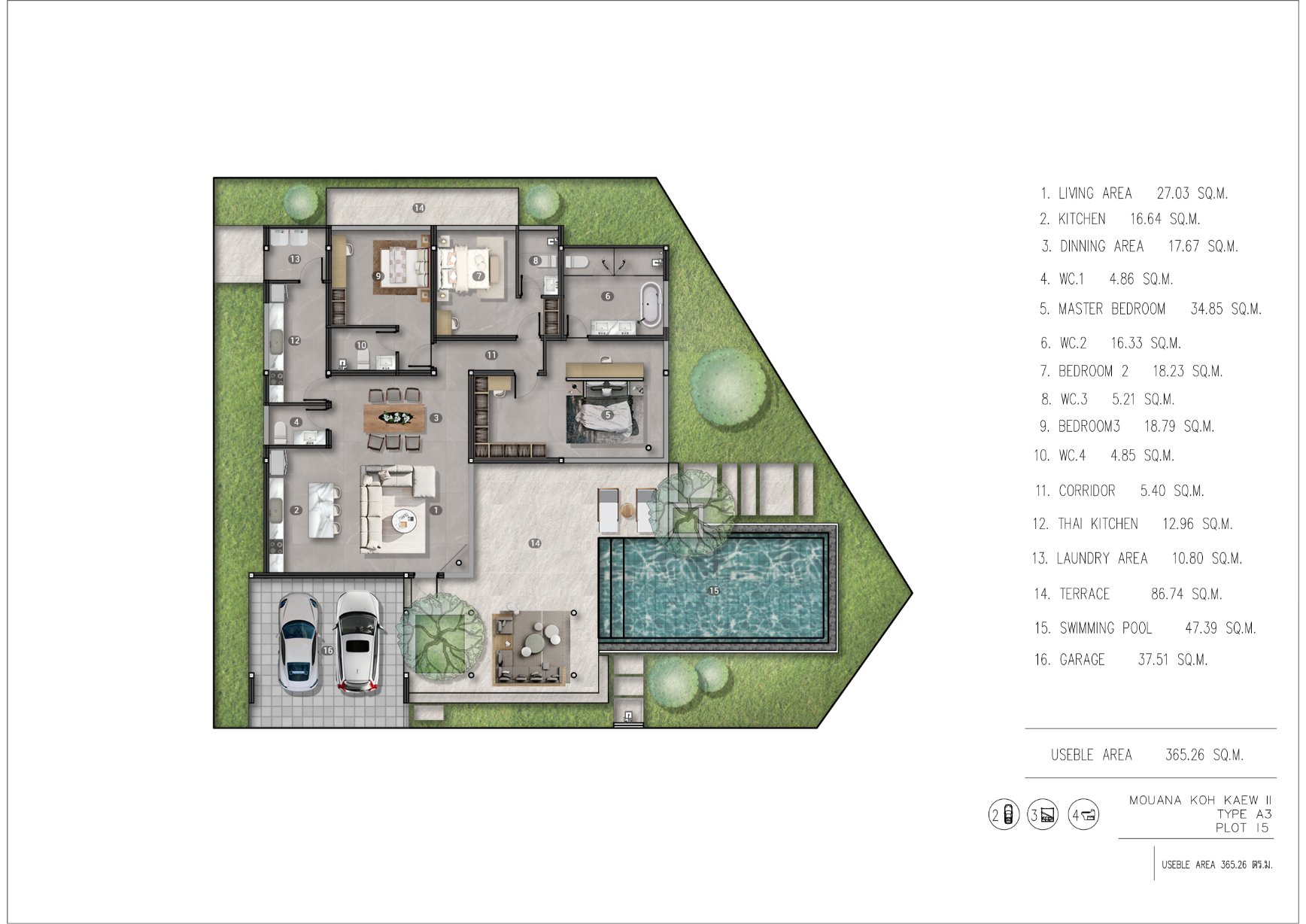 Mouana Residence Ko Kaeo — villa type C area plan