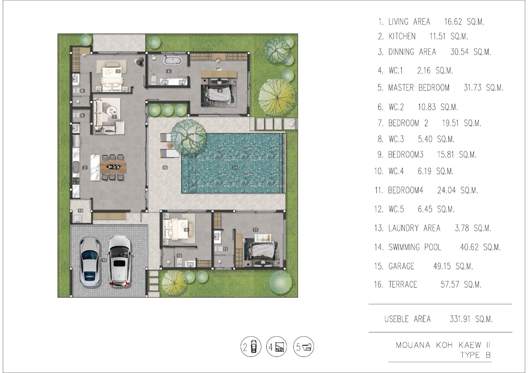 Mouana Residence Ko Kaeo — villa type D area plan